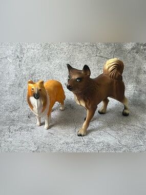 2 Vintage Hard Plastic Dog Figures - Breyer Companion Animal Size